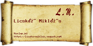 Licskó Miklós névjegykártya