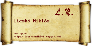 Licskó Miklós névjegykártya